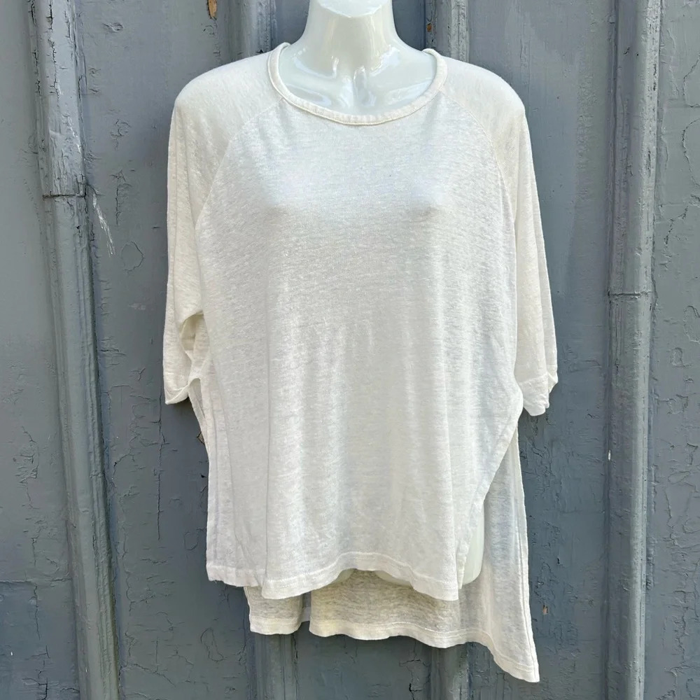 Eve Gravel Linen Tee, size  Sm